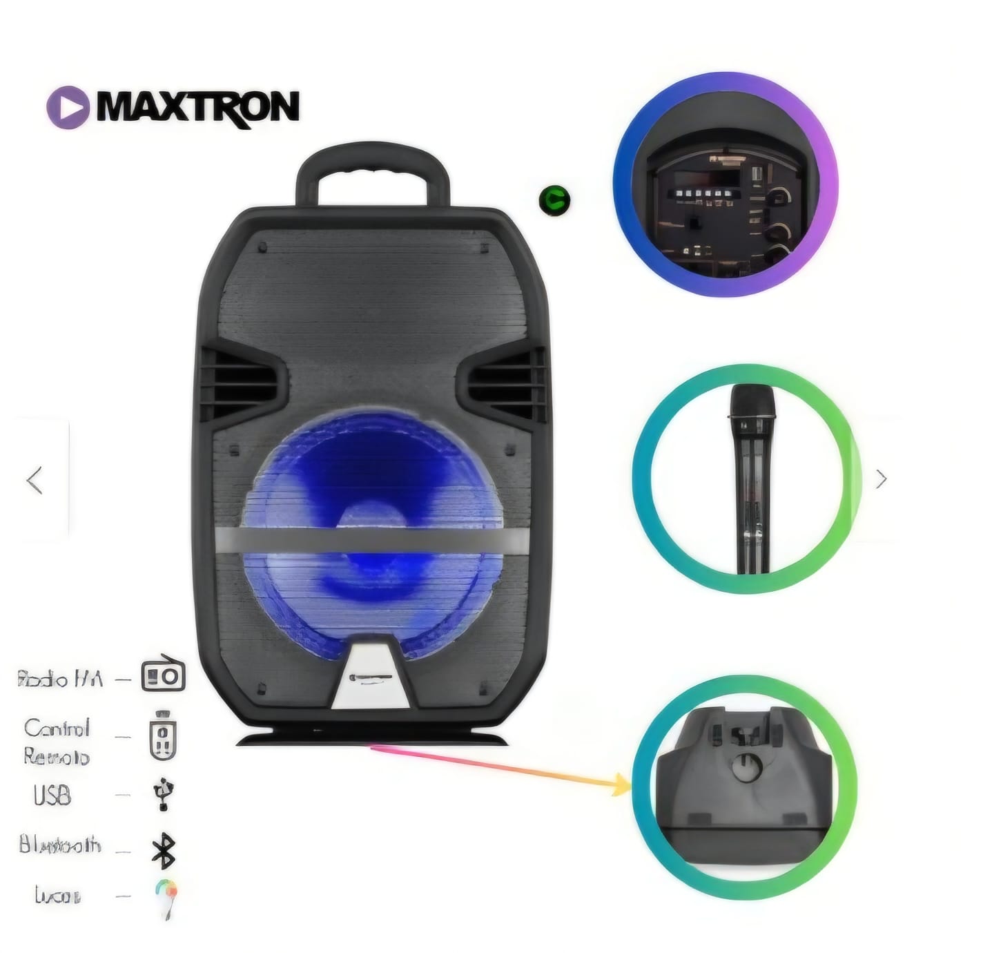 PARLANTE Bluetooth Maxtron Microfono Inalambrico